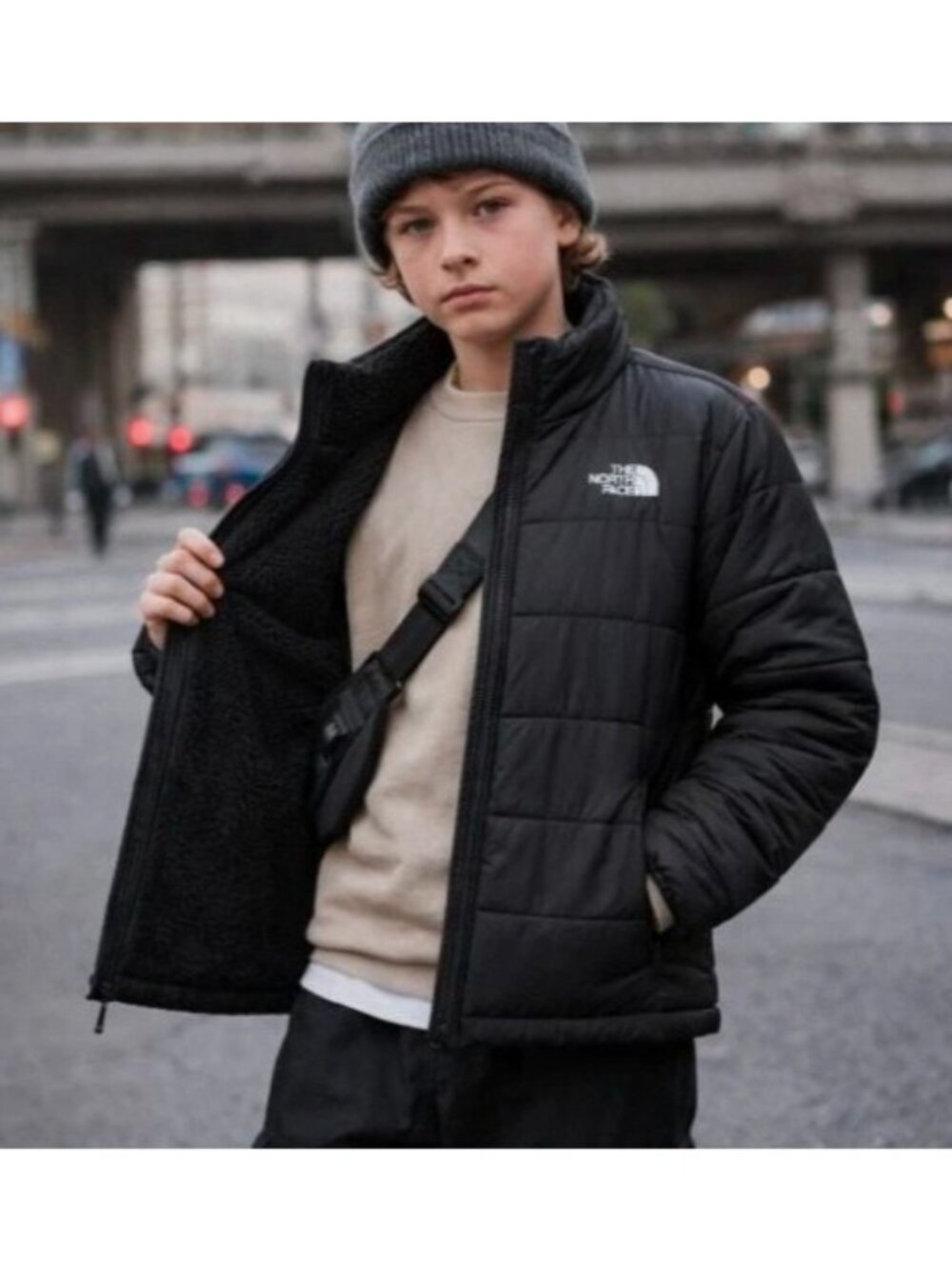 The North Face Jacket Boy's Size Medium Black Puffer Fleece Gorpcore Full Zip